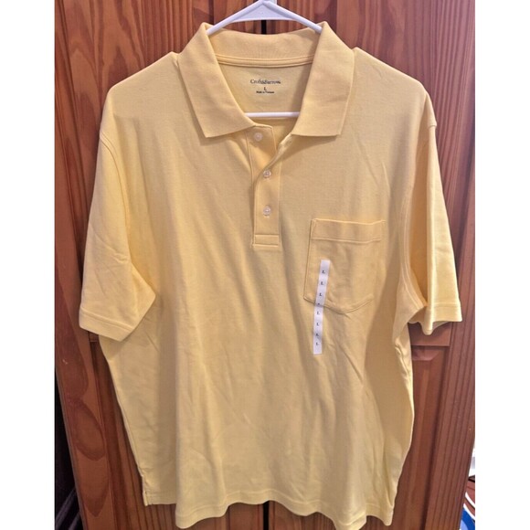 Croft & Barrow Mens Polo Shirt Sz. L Yellow Short Sleeves Easy Care Casual Work - Picture 2 of 3